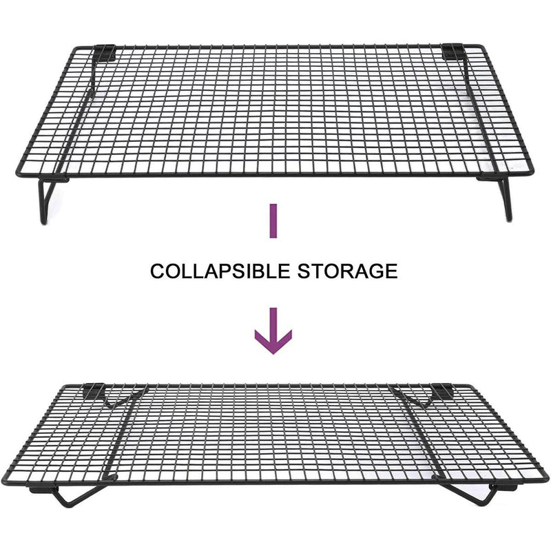 Collapsible Black Mesh Cake Cooling Rack Foldable Baking Tray for Kitchen Use