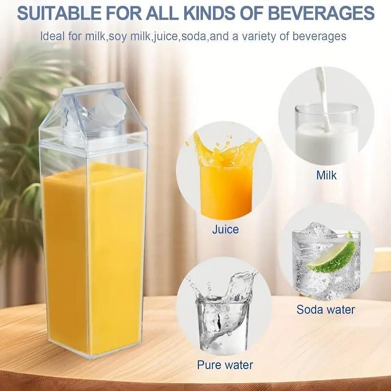 4pcs Large Capacity Square Mug Transparent Plastic Water Juice Drinking Cups