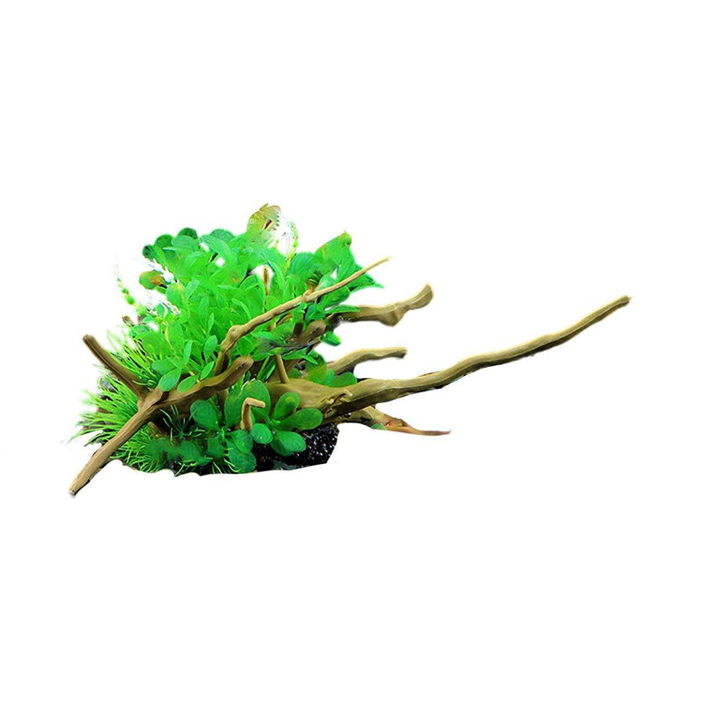 Aquarium Landscaping Decoration Artificial Wood and Plants Fish Tank Ornament - CM1902-Green