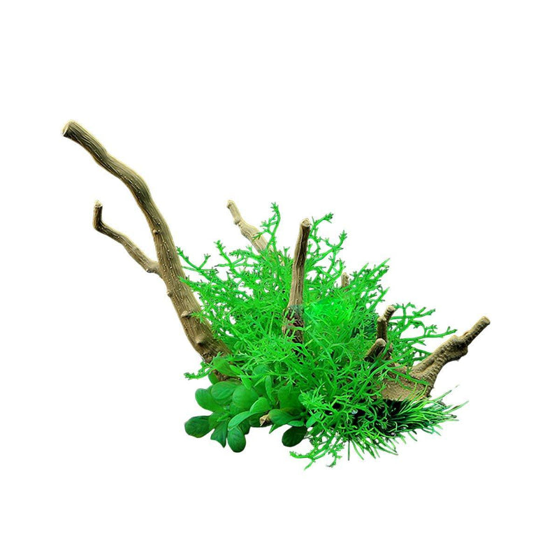 Aquarium Landscaping Decoration Artificial Wood and Plants Fish Tank Ornament - CM2201-Dark Red