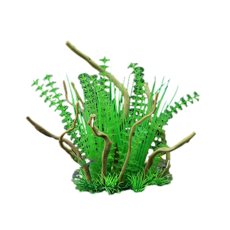 Aquarium Landscaping Decoration Artificial Wood and Plants Fish Tank Ornament - CM3901-Green