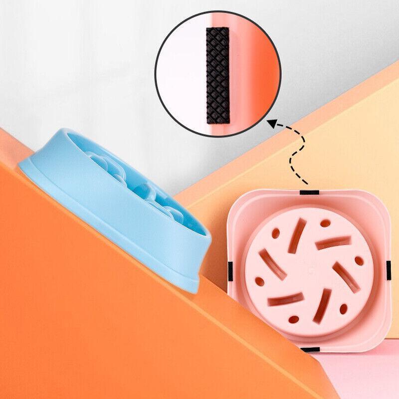 Dog-Bowl Dishes Slow-Feeder Large Pet-Eat Dogs Food-Nonslip Interactive - Blue