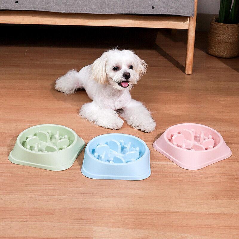 Dog-Bowl Dishes Slow-Feeder Large Pet-Eat Dogs Food-Nonslip Interactive - Blue