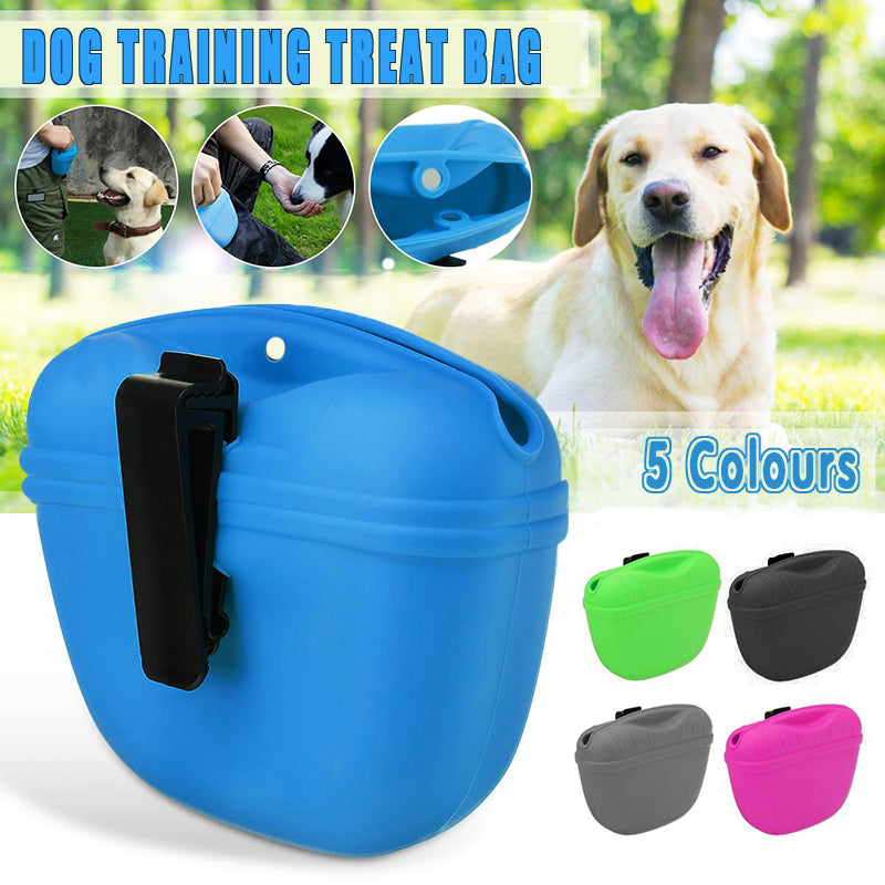 Dog Training Treat Bag Silicone Pet Pouch with Clip Waist Belt Snack Holder - Grey