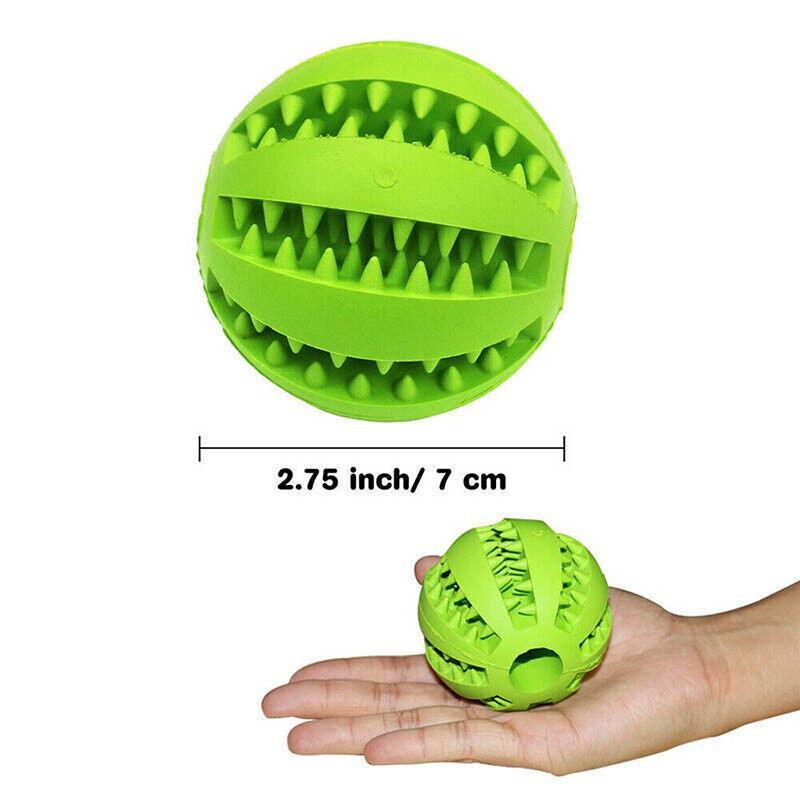 Dog Chew Toy Rubber Ball Treat Dispenser Dental Cleaning Training Play Ball - Green Rugby (11.5CM)