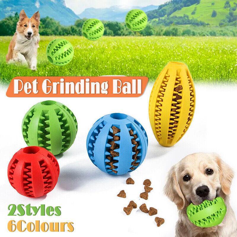 Dog Chew Toy Rubber Ball Treat Dispenser Dental Cleaning Training Play Ball - Orange Spherical (Small)