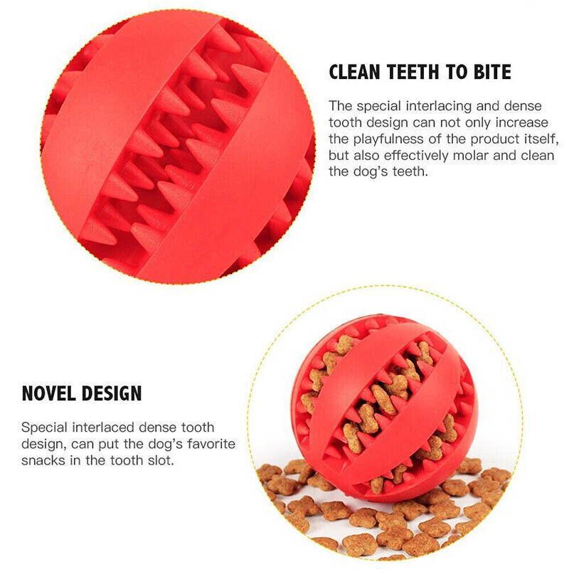Dog Chew Toy Rubber Ball Treat Dispenser Dental Cleaning Training Play Ball - Red Spherical (Large)