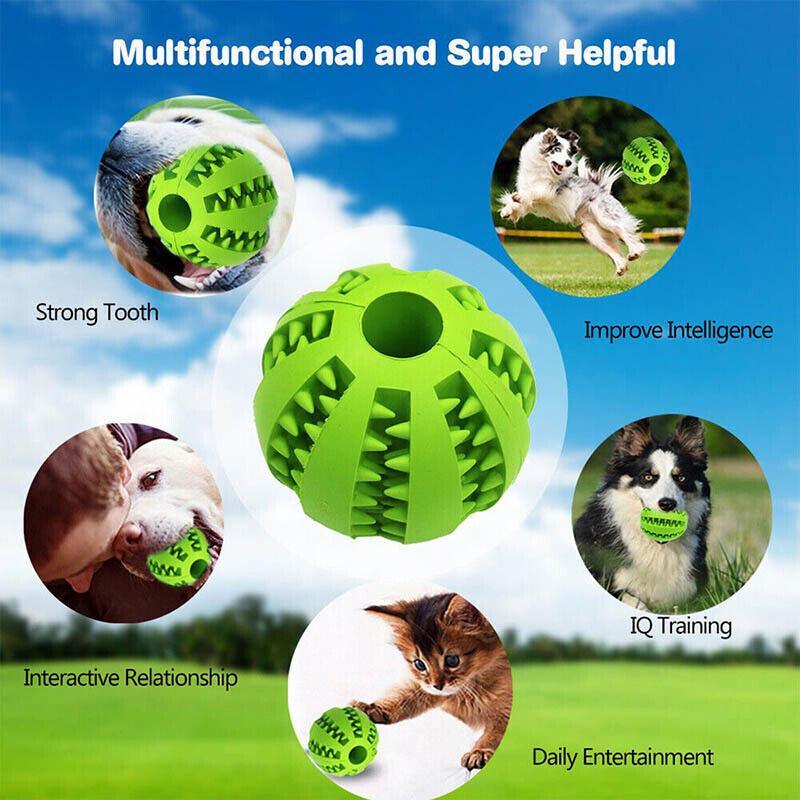 Dog Chew Toy Rubber Ball Treat Dispenser Dental Cleaning Training Play Ball - Yellow Rugby (11.5CM)