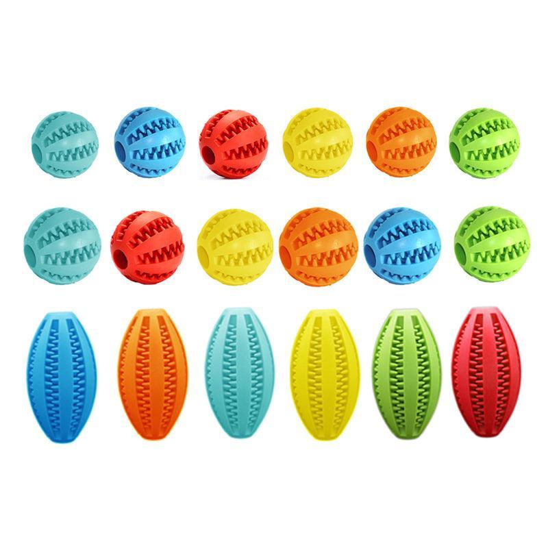 Dog Chew Toy Rubber Ball Treat Dispenser Dental Cleaning Training Play Ball - Yellow Spherical (Small)