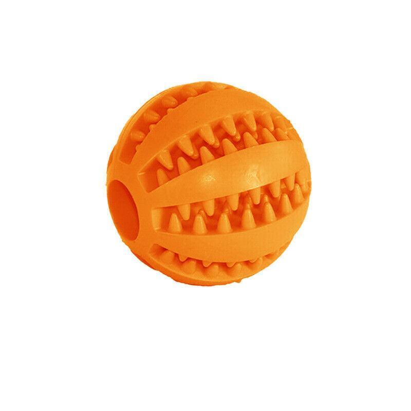 Dog Chew Toy Rubber Ball Treat Dispenser Dental Cleaning Training Play Ball - Yellow Spherical (Small)