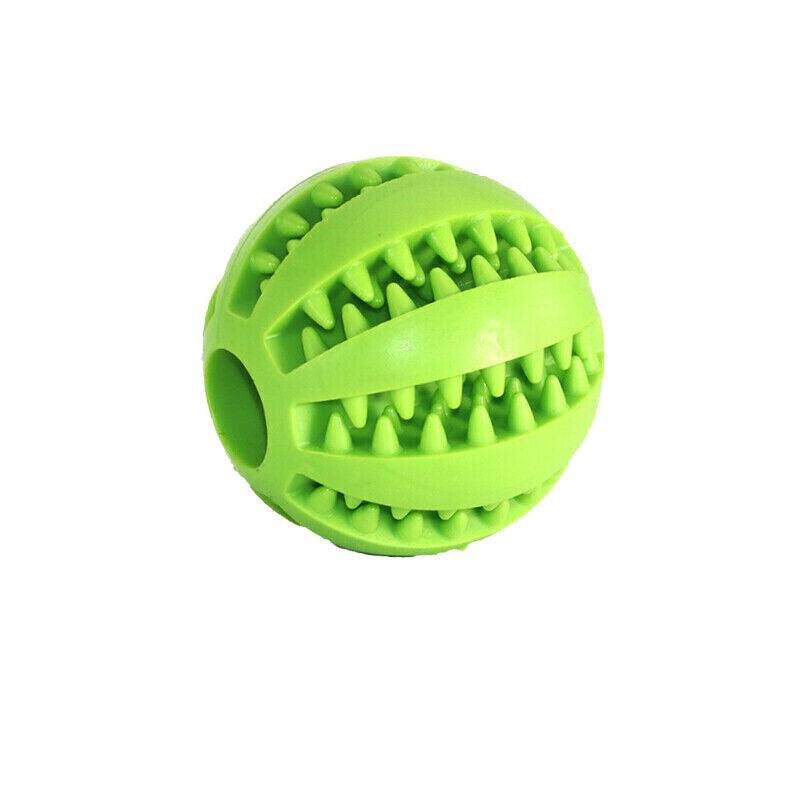 Dog Chew Toy Rubber Ball Treat Dispenser Dental Cleaning Training Play Ball - Yellow Spherical (Small)