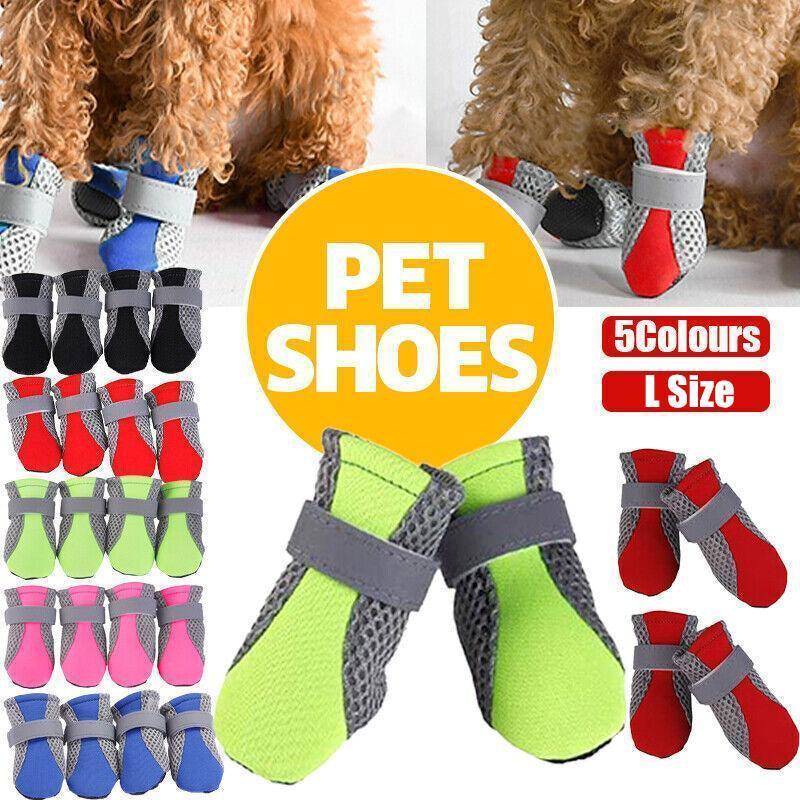4PCS L Size Anti Slip Waterproof Protective Dog Shoes Rain Boots Pet Socks Booties - Black