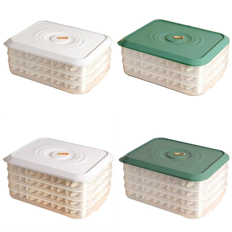 3/4 Layer Large Capacity Dumpling Box Sealed Fresh Wonton Storage Container - White-3 Layer
