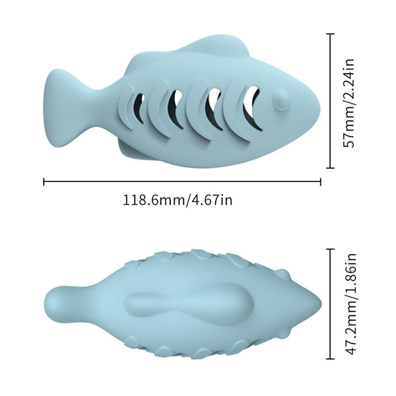 Interactive Cat Toys Fish Leaky Food Dispenser Fun Pet Play Chew Toy Durable - Blue