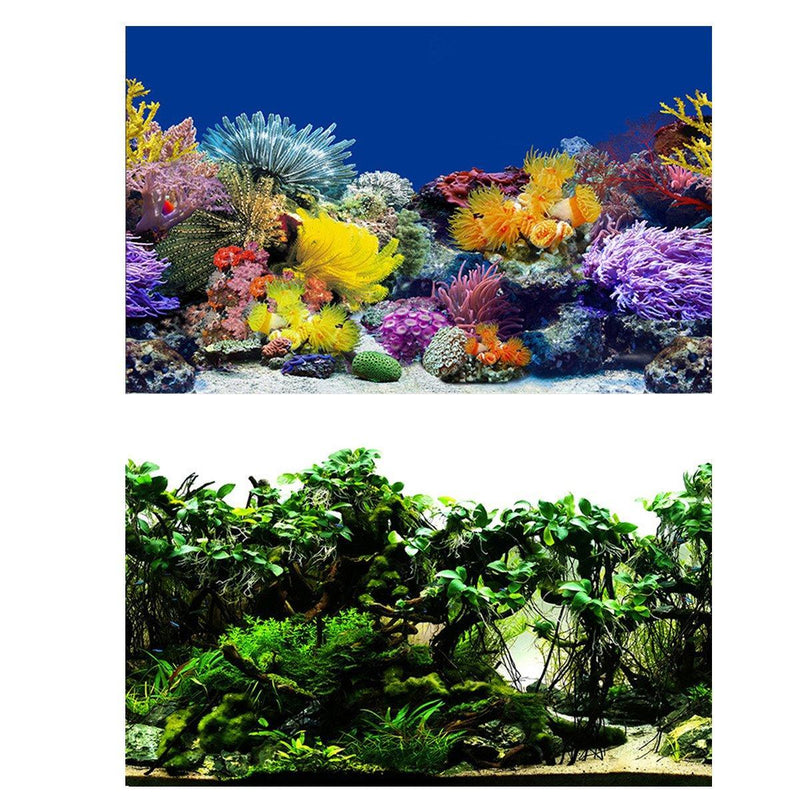 Aquarium Background Fish Tank Wallpaper Double Sided Decoration Sticker Paper - A-50cmx102cm