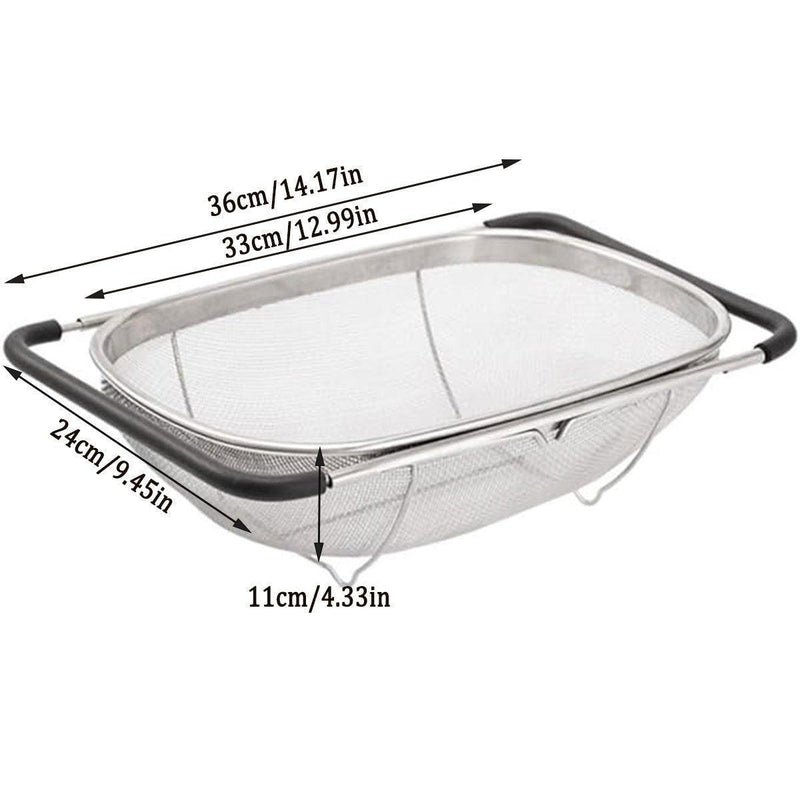 Stainless Steel Telescopic Sink Basket Multi Purpose Fruit Vegetable Strainer