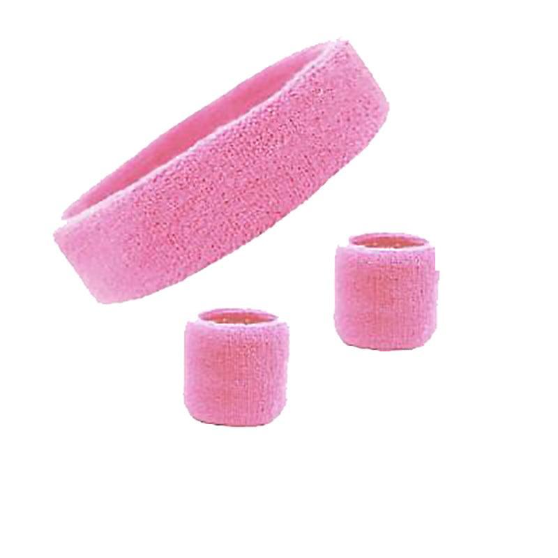 Wristbands Headband Sweatbands Sweat Band For Sport Tennis Badminton Yoga Cotton - Black