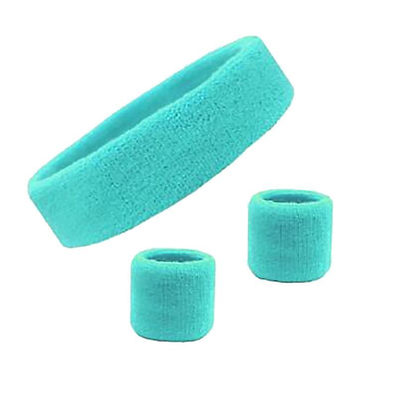 Wristbands Headband Sweatbands Sweat Band For Sport Tennis Badminton Yoga Cotton - Green