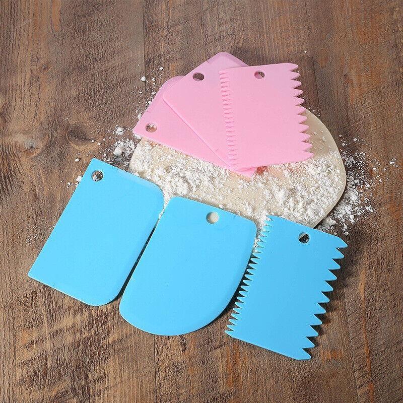 3Pcs Dough Cutter Icing Scraper Kitchen Tool Pastry Bowl Divider Bench Fondant - Yellow
