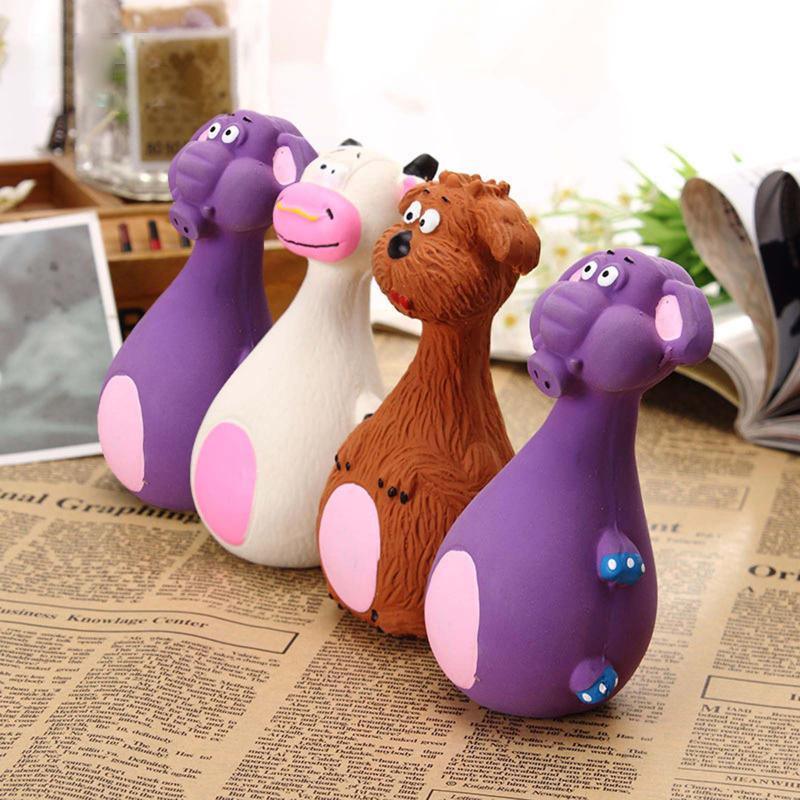 Latex Squeaky Dog Toys Puppy Pet Chew Toys Squeaker Soft and Interactive - Purple