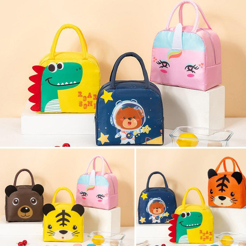 3D Bento Lunch Bag Cartoon Handbag Insulated Food Box Bag for Students LunchTote - Pink Panda