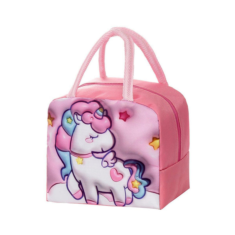 Cute 3D Cartoon Insulated Lunch Bag Oxford Fabric Bento Tote for School Use - Orange Tiger