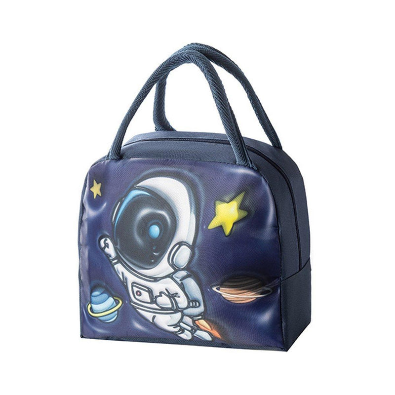 Cute 3D Cartoon Insulated Lunch Bag Oxford Fabric Bento Tote for School Use - Blue Puppy