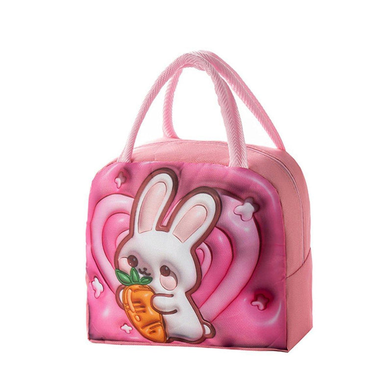 Cute 3D Cartoon Insulated Lunch Bag Oxford Fabric Bento Tote for School Use - Blue Puppy