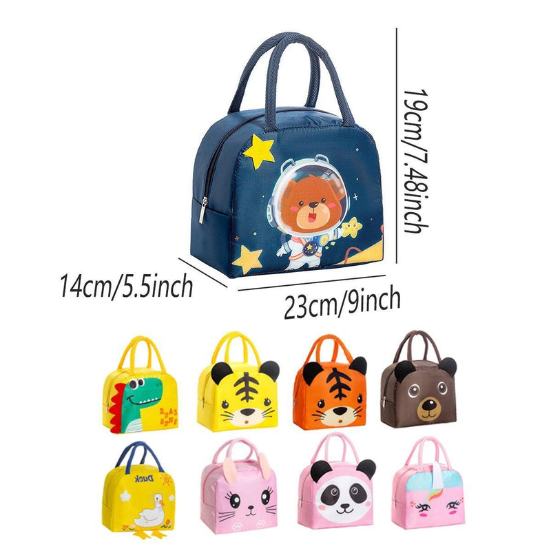 3D Bento Lunch Bag Cartoon Handbag Insulated Food Box Bag for Students LunchTote - Navy Blue Space Bear