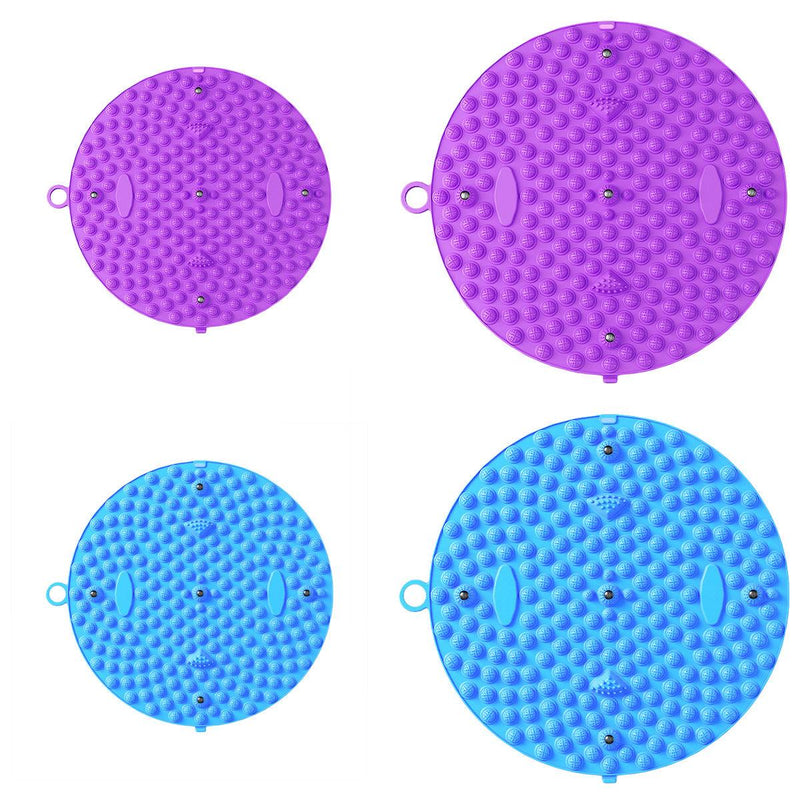 37/55cm Soft Silicone Circular Foot Mat with Textured Surface - Blue-37cm
