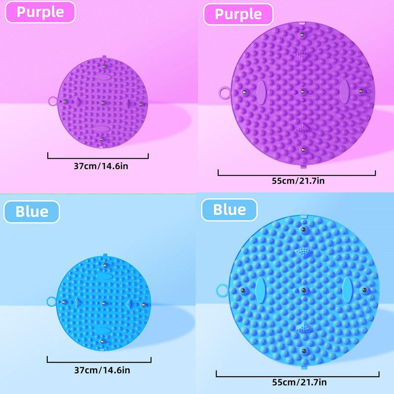 37/55cm Soft Silicone Circular Foot Mat with Textured Surface - Blue-55cm