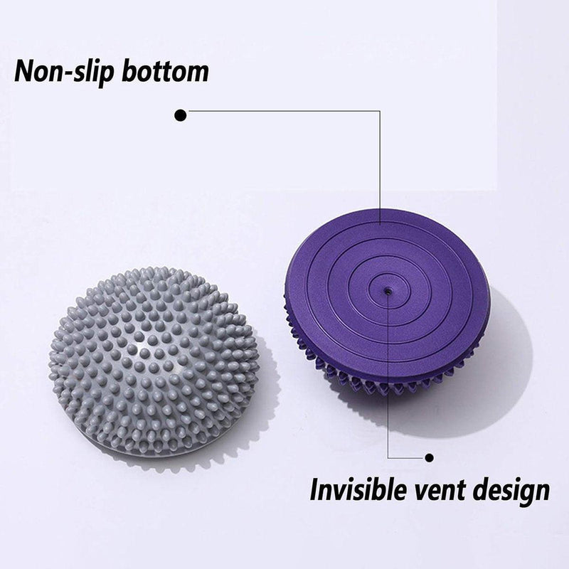 Spiky Massage Ball PVC Half Round Yoga Exercise Foot Hand Cushion - Yellow