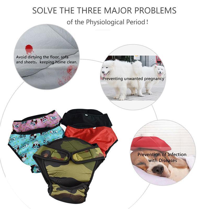 Washable Female Pet Dog Cat Nappy Diaper Physiological Pants Panties Underwear Black - XL