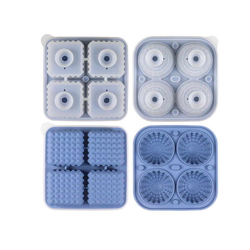 2PCS Silicone Ice Cube Tray Round and Square Ice Ball Maker for Whiskey Cocktails - Green