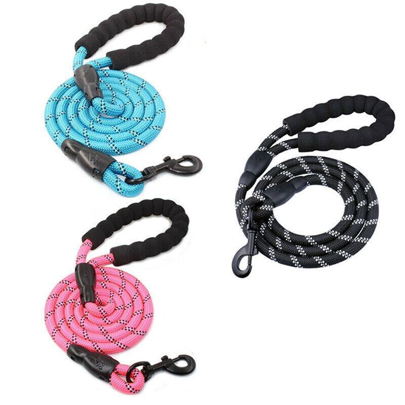 Nylon Training Dog Leash Heavy Duty Pet Products Strong Rope Recall Lead Leashes - Black