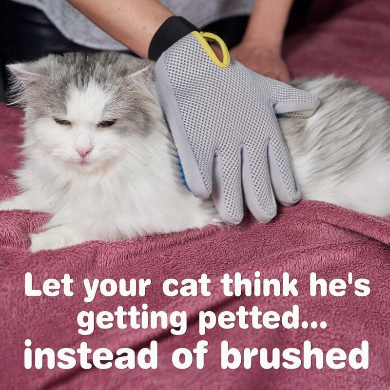 Pet Dog Cat Massage Hair Removal Grooming Comb Touch Cleaning Brush Magic Glove - Blue Left Hand