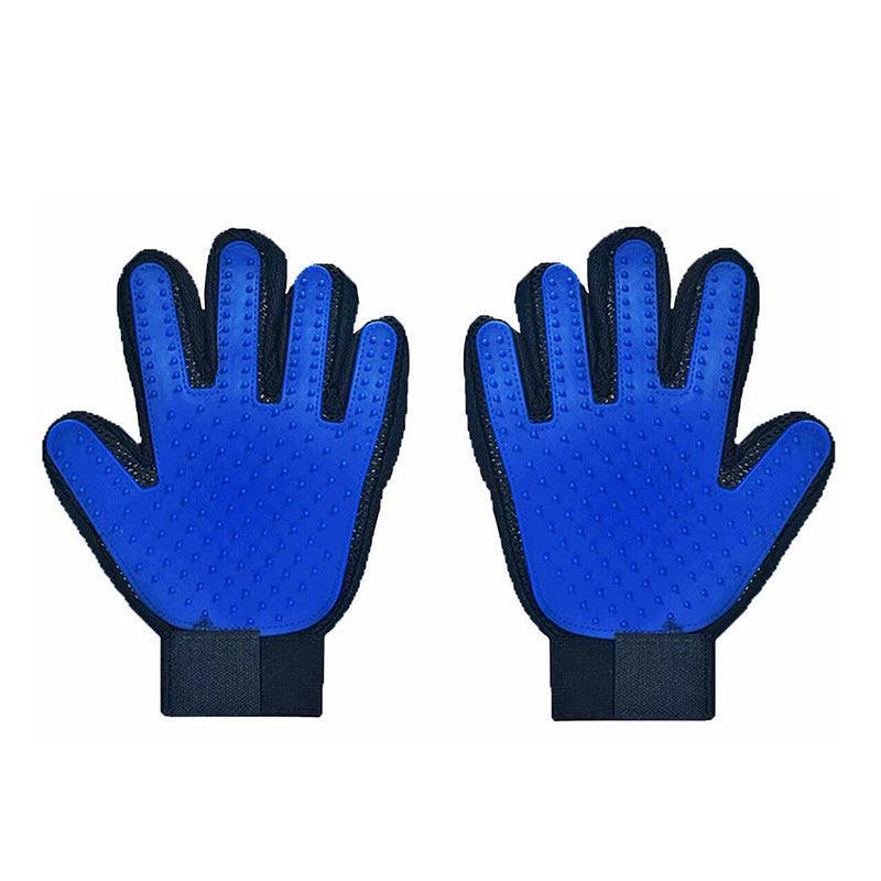 Pet Dog Cat Massage Hair Removal Grooming Comb Touch Cleaning Brush Magic Glove - Blue Right Hand