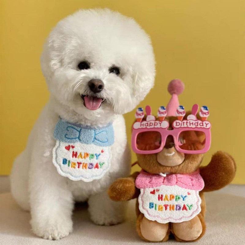 Pet Birthday Dog Cat Bib Scarf Hat Accessory Dogs Cats Celebration - Purple