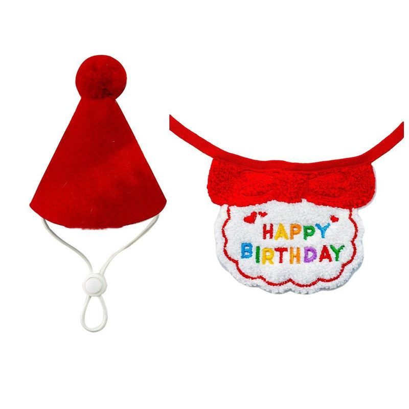 Pet Birthday Dog Cat Bib Scarf Hat Accessory Dogs Cats Celebration - Purple