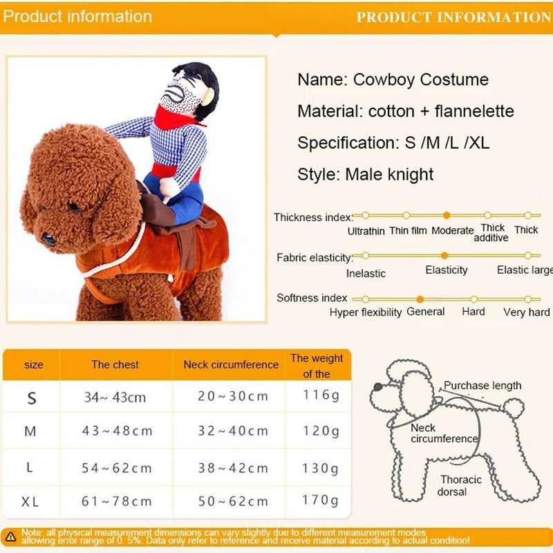 Halloween Dog Costume Pet Accessories Funny Dress Up for Small Medium Dogs - Little Devil Riding-L