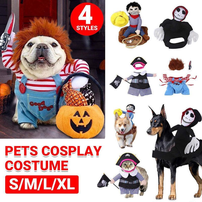 Halloween Dog Costume Pet Accessories Funny Dress Up for Small Medium Dogs - New Pirate-M