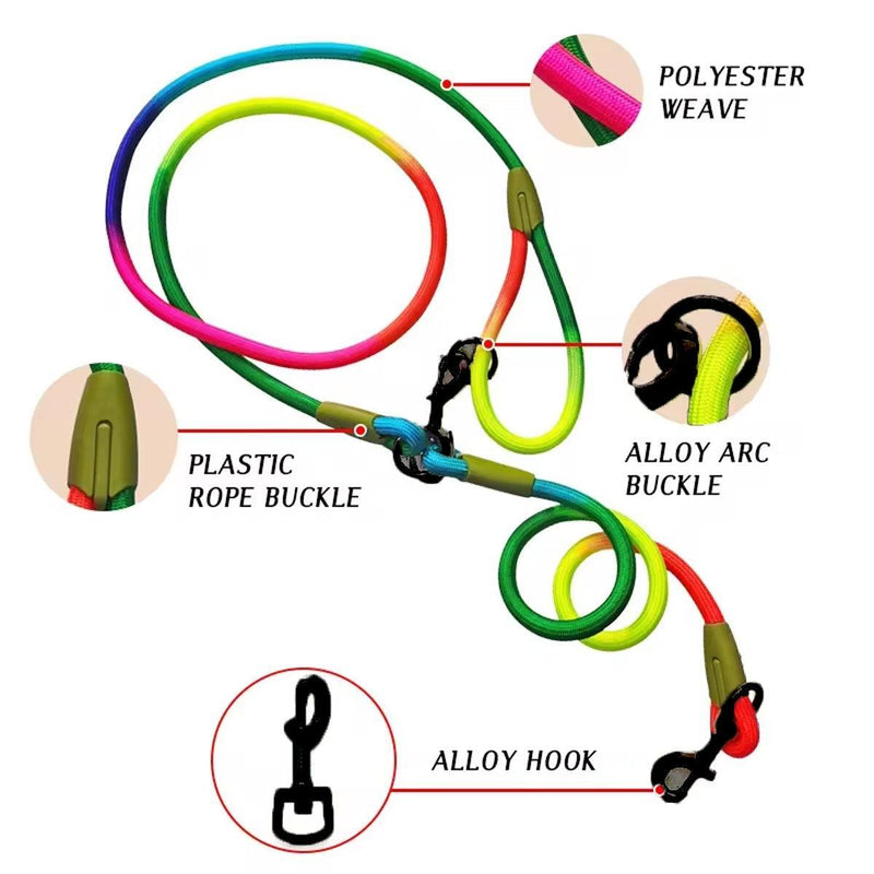 Adjustable Diagonal Dog Walking Leash Hands Free Crossbody Pet Lead Dogs - Pink