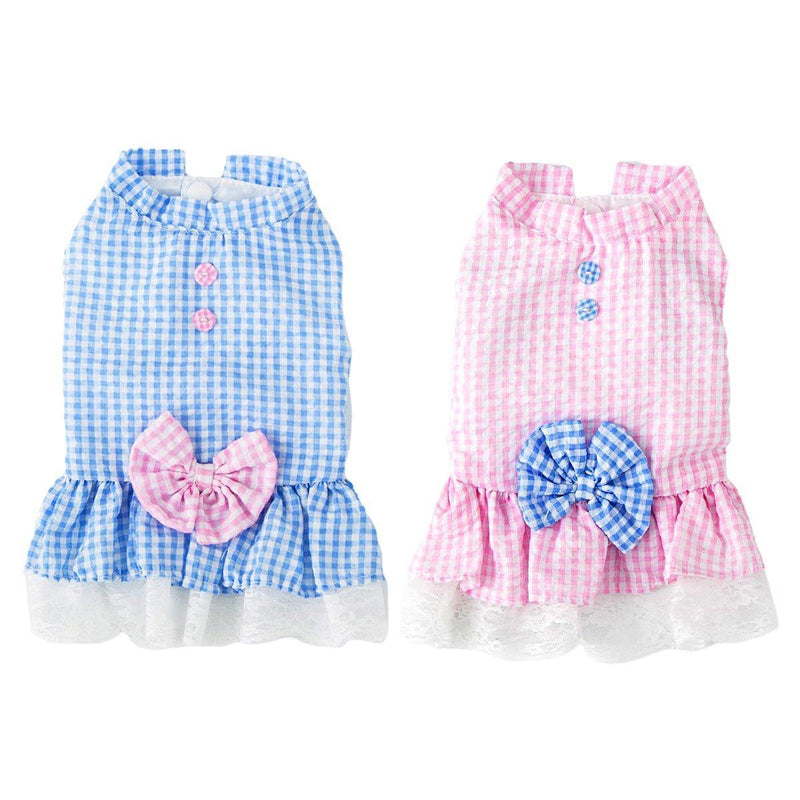 Cute Small Dog Dress Puppy Clothing Pet Apparel for Summer Fashion Outfit - Pink - L