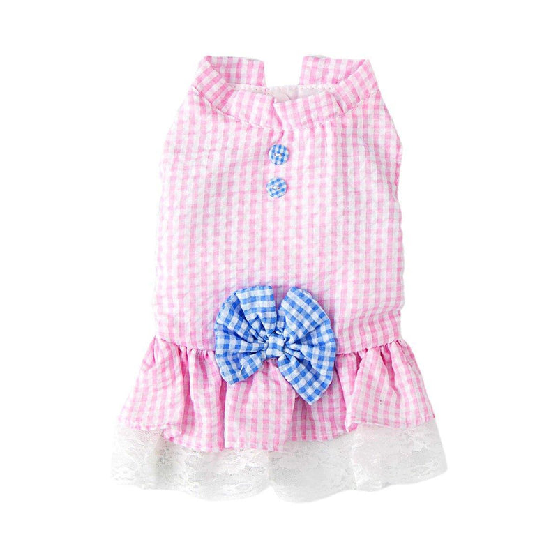 Cute Small Dog Dress Puppy Clothing Pet Apparel for Summer Fashion Outfit - Pink - XL