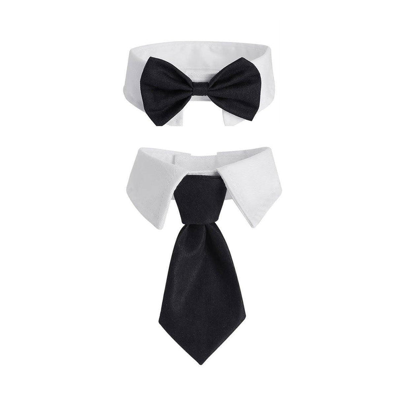 2pcs Pet Bow Tie Collar Dog Cat Suit Dress Accessories Adjustable Neck Strap - S