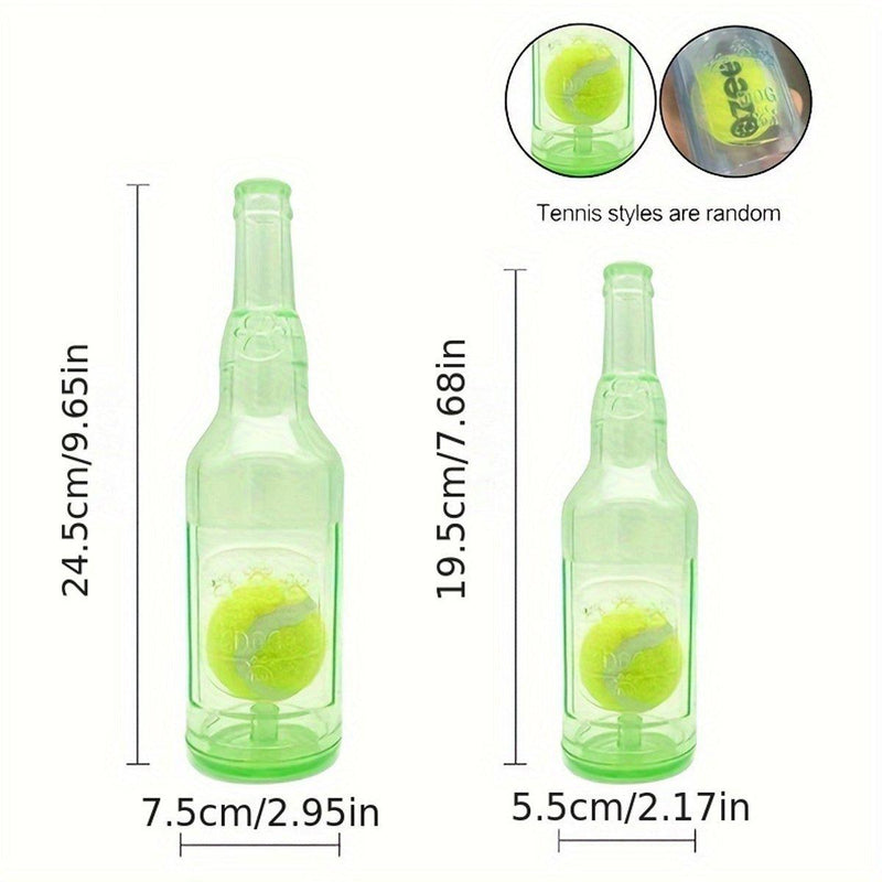 Durable Pet Teething Resistant Tennis Ball Wine Bottle Chew Toy for Dogs Play - Green-S