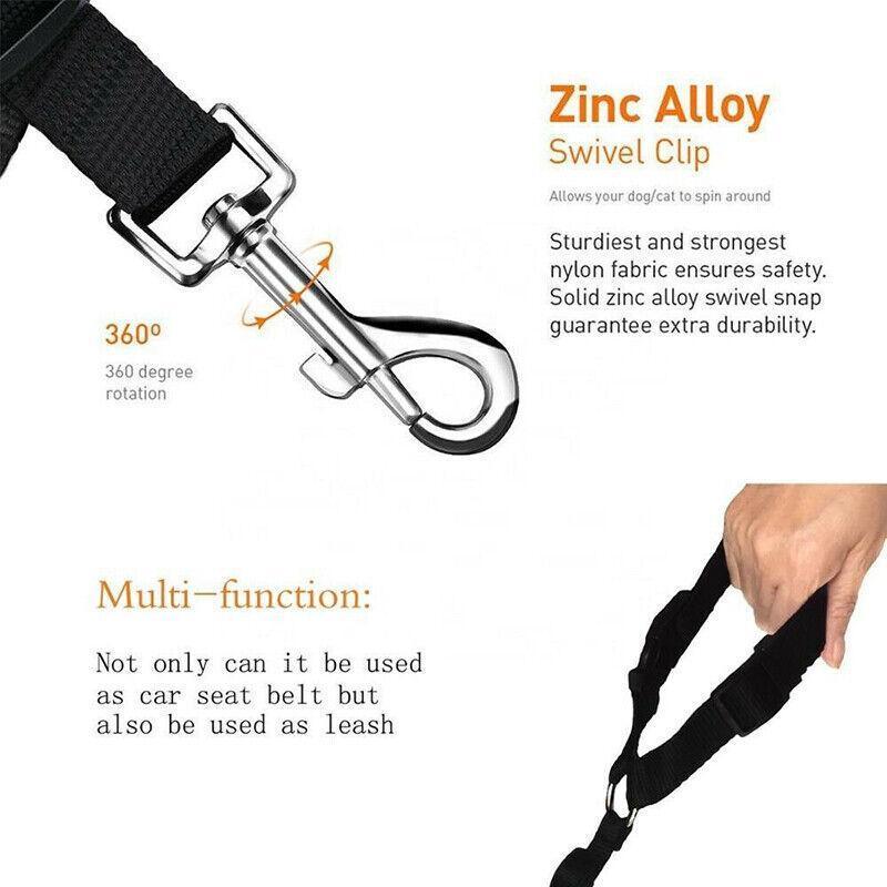 Adjustable Pet Dog Car Clip Lead Harness Strap for Vehicle Travel Restraint Use - Yellow