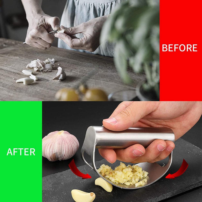 Stainless Steel Garlic Masher Press Crusher Squeezer Masher Kitchen Gadget - Black