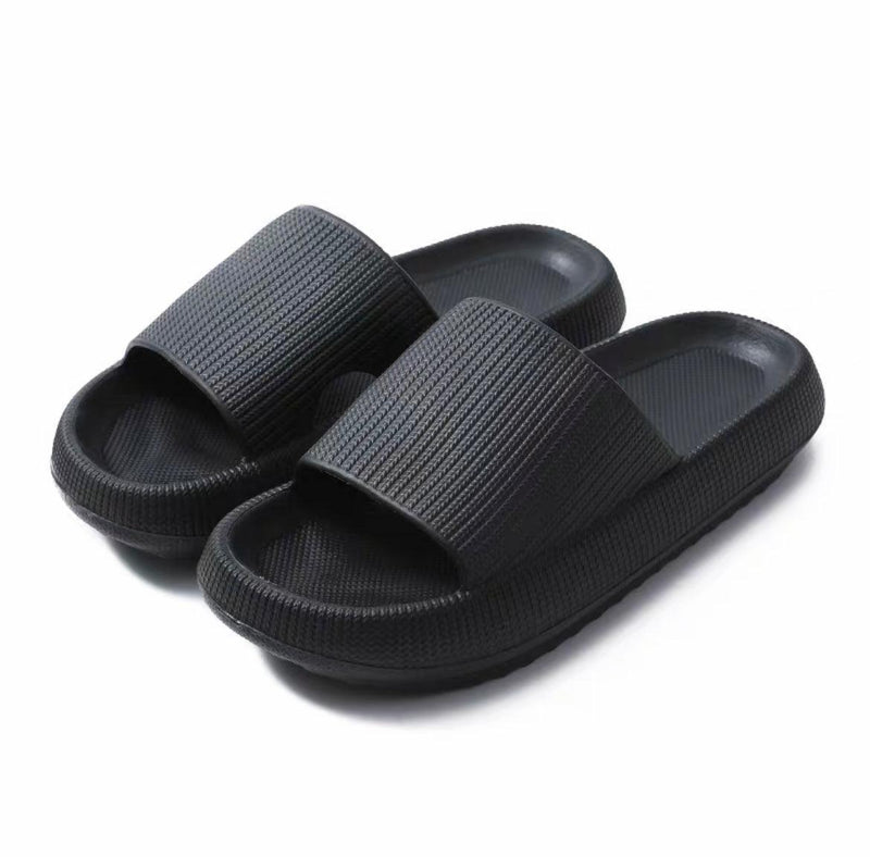 Ultra-Soft Pillow Slides EVA Slippers for Indoor Outdoor Use – Thick Anti-Slip Sole - Grey 42-43