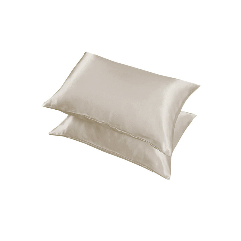 2X Satin Pillow Case Bedroom Pillowcase Cushion Covers Home Decor Luxury Slip - Beige